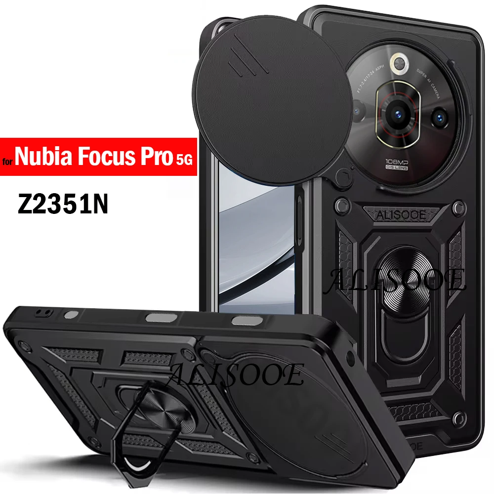 Rüstung Abdeckung für Nubia Focus Pro 5G (Z2351N) Fall Funda Slide Kamera Objektiv Schutz Ring Ständer Zurück Abdeckung Capa