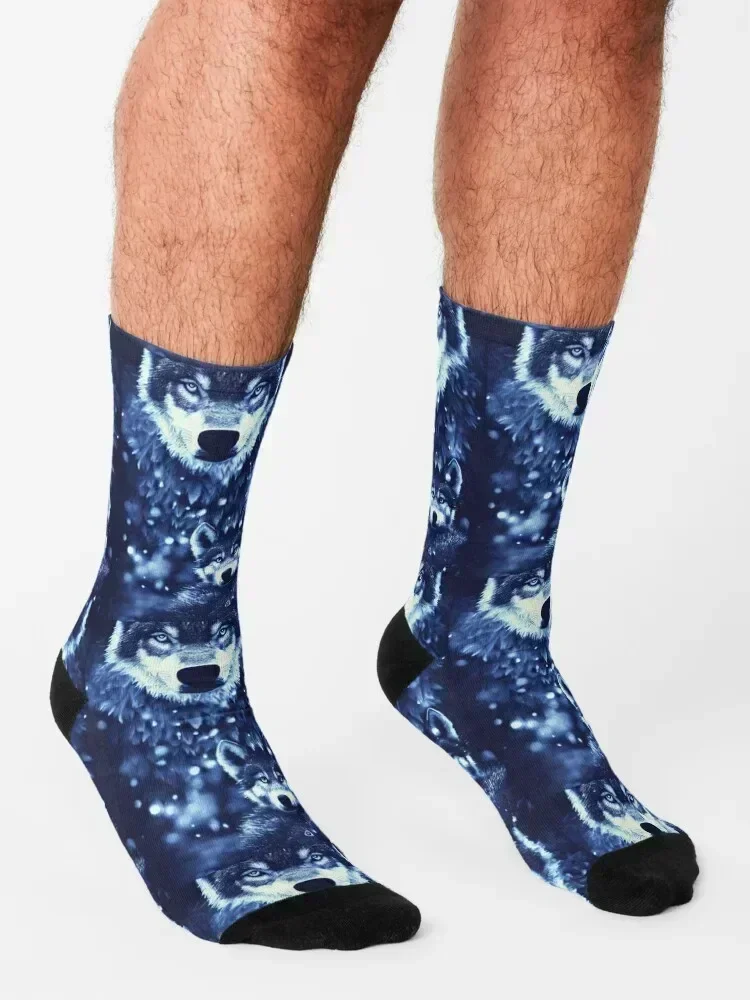 Mother wolf with pup Winter Socks kawaii happy essential with print Socks Male Women's