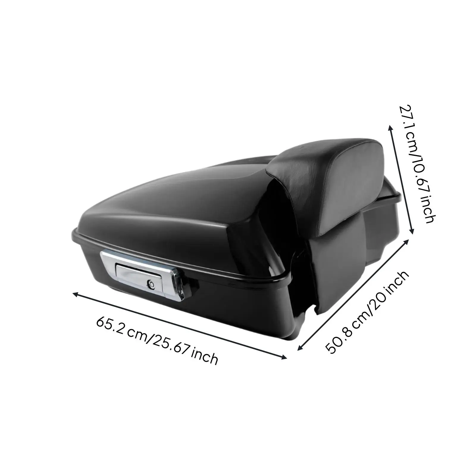 Tough Outer Motorcycle Rear Trunk with Cushion Backrest Lockable Storage Box for Bobber Cruiser Touring Bike