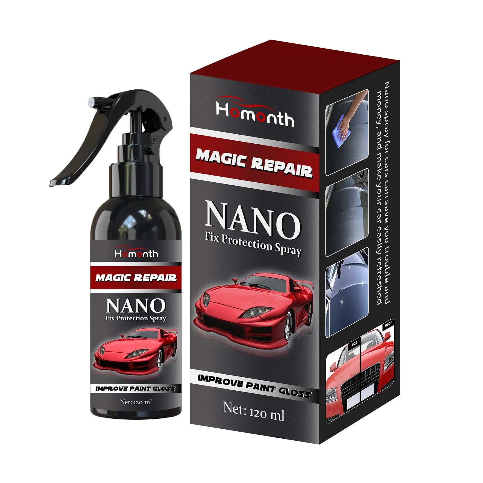Car Nano Coating Agent - Paint Surface Protection Scratch Repair Coating Spray Wax, Hydrophobic Ceramic Coating Spray for Auto Paint Glass Wheels, High Gloss Mirror Shine Polish Sealant, Weather Resistance Anti-UV Acid Rain Oxidation Protection Spray