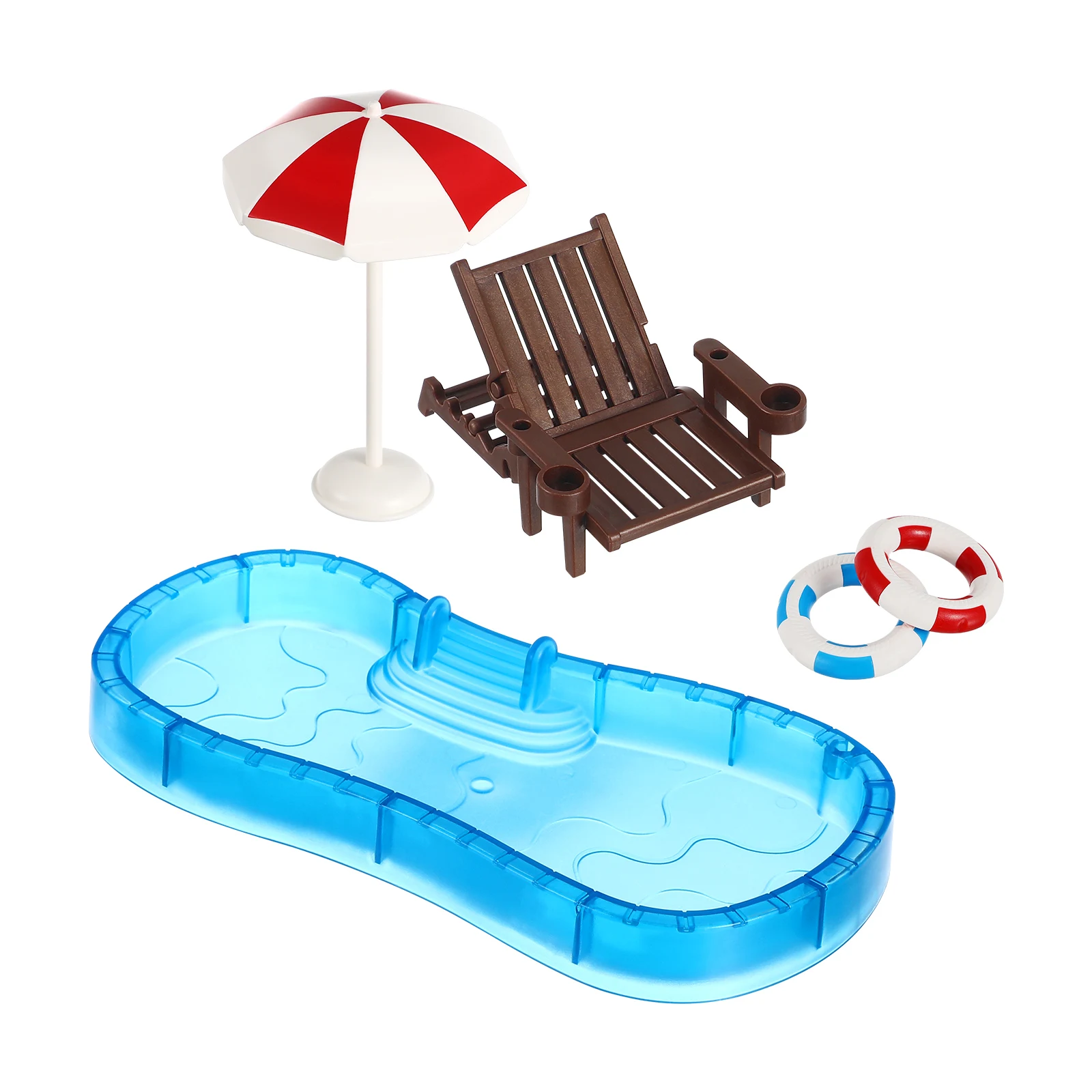 

1 Set Miniature Dollhouse Set for Kids Dollhouse Life Scenes Decor with Swimming Mini Garden Pool Decorations Chair Accessories