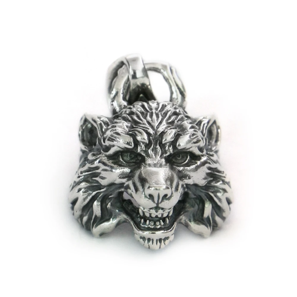 

925 Sterling Silver High Details Wolf Pendant Biker Rock Punk Jewelry TA194