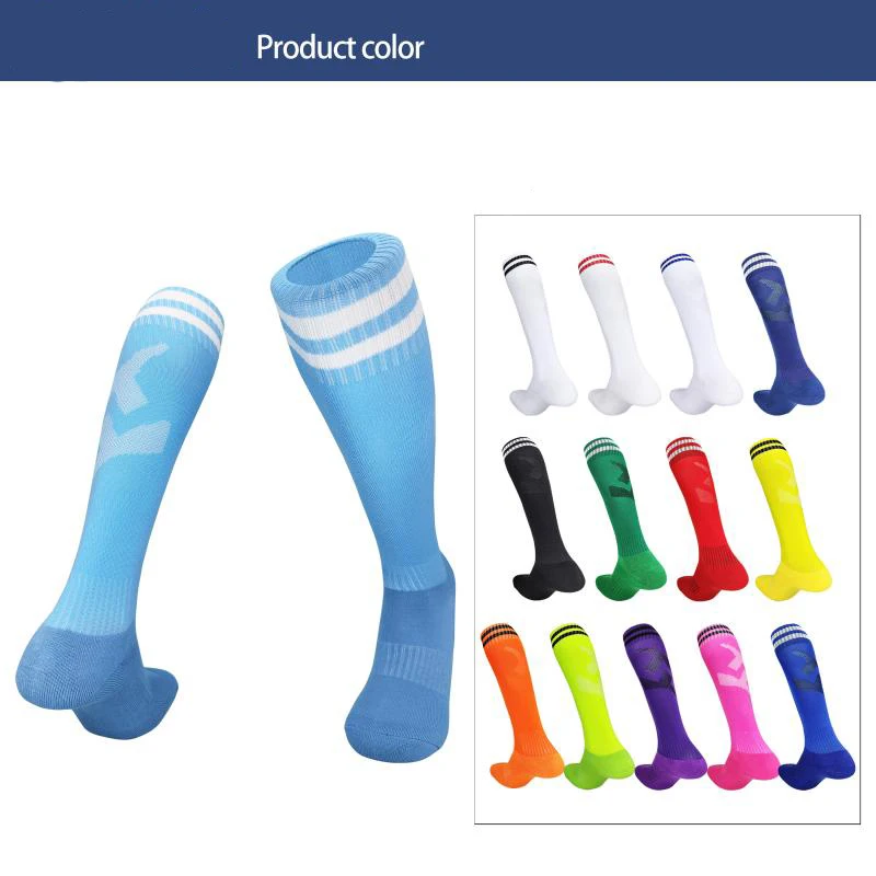 

Kids Adult Football Long Socks Breathable Two Ring Head Tube Knee Soccer Performance Socks Cotton Polyester Spandex Mesh Socks