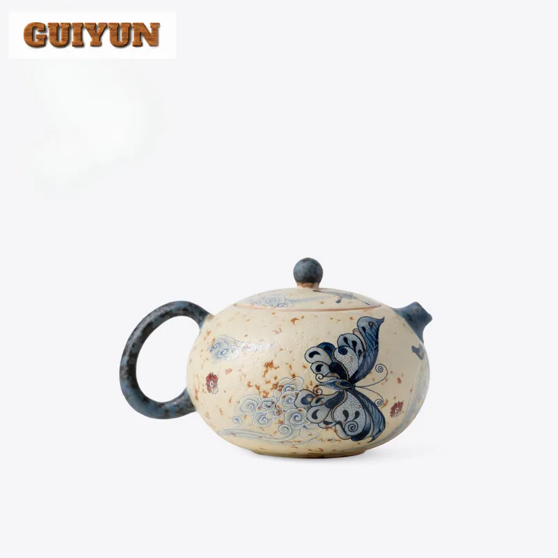 

200ml Volcanic Red Glaze Dream Butterfly Xishi Teapot Zen Tea Infuser Pot Tea Maker Kettle With Ball Hole Tieguanyin Cha Gift