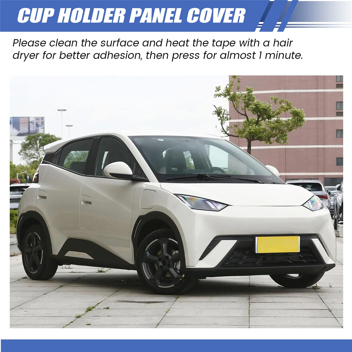 Black Car Interior Wireless Charging Pad Frame Cup Holder Cover Trim for Dolphin Mini / Seagull