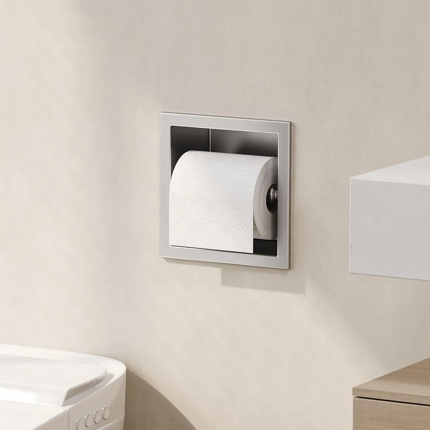 

Recessed Toilet Paper Holder, Brushed Toilet Paper Holder Built-in, Stainless Steel Recessed Tissue Paper Roll Holder,