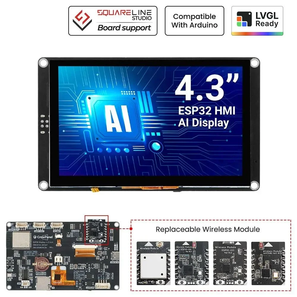 Elecrow CrowPanel Advanced 4.3 inch ESP32-S3 LVGL HMI AI-Powered 800x480 IPS Touch Screen - Free shipping