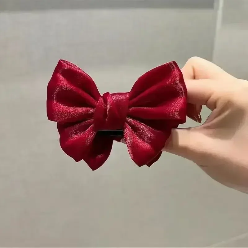 Sweet Bow Ponytail Holder Velvet Black Red Bow Ponytail Clip Sweet Elegant Women Solid Color Headwear Accessories Gift for Girls