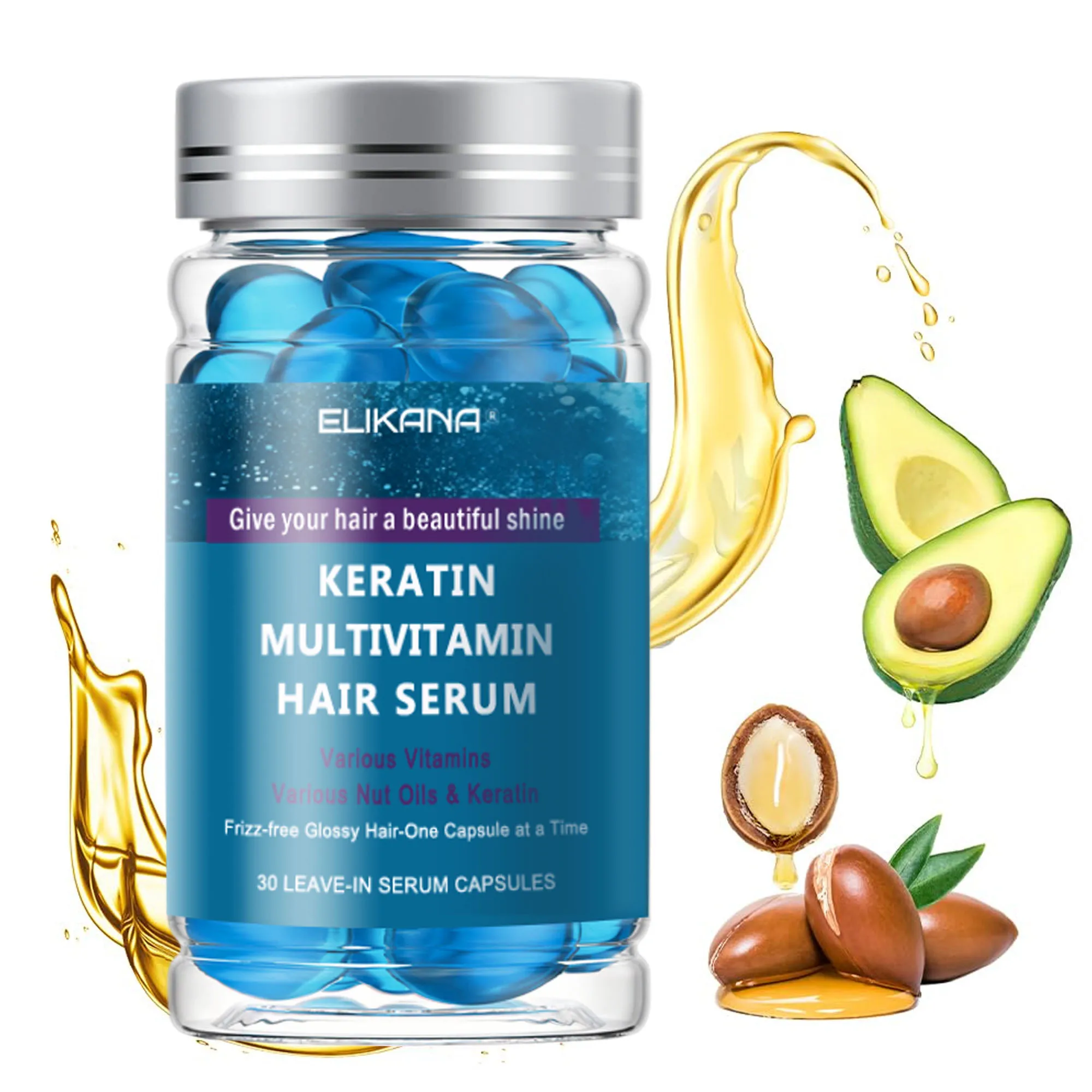 Keratin Vitamin Hair Mask Capsules are rich in multiple hair care ingredients, providing long-lasting moisture.