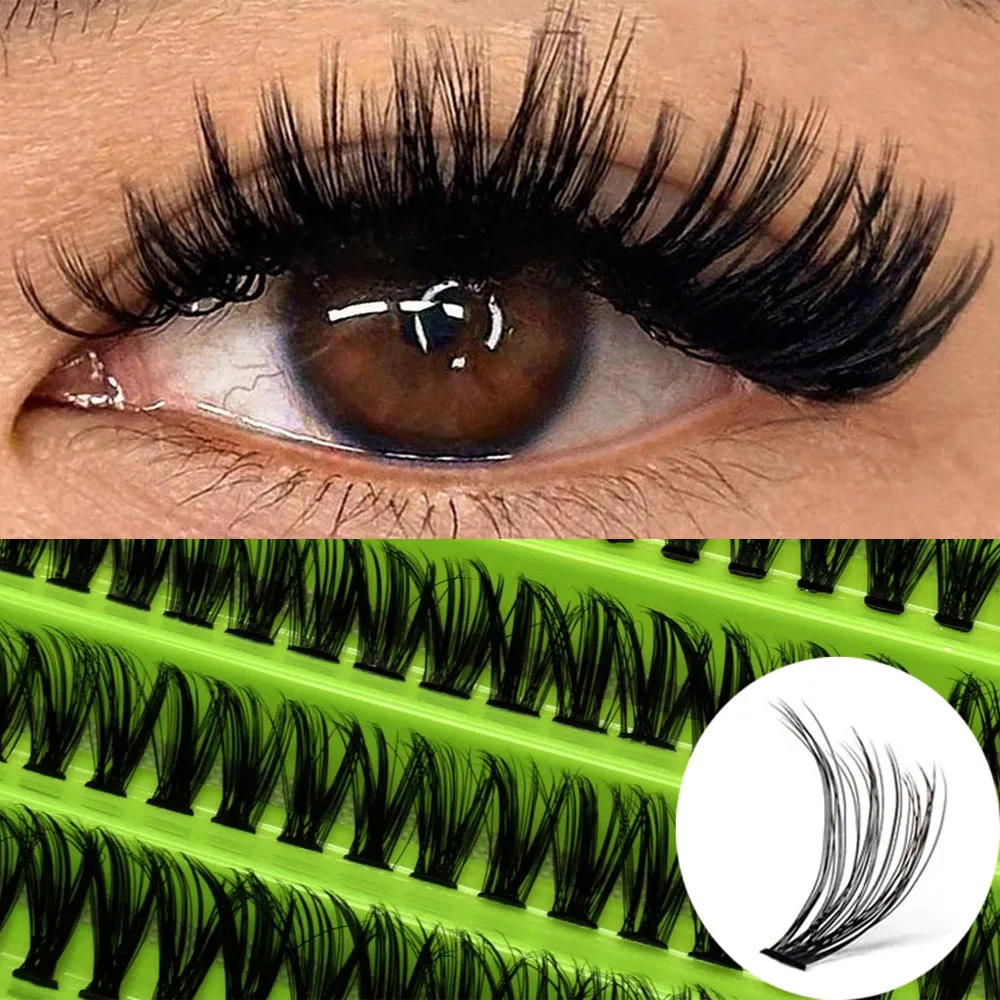 Extensão natural de 10 linhas, cílios postiços misturados, alta capacidade, faça você mesmo, cílios de maquiagem russos segmentados