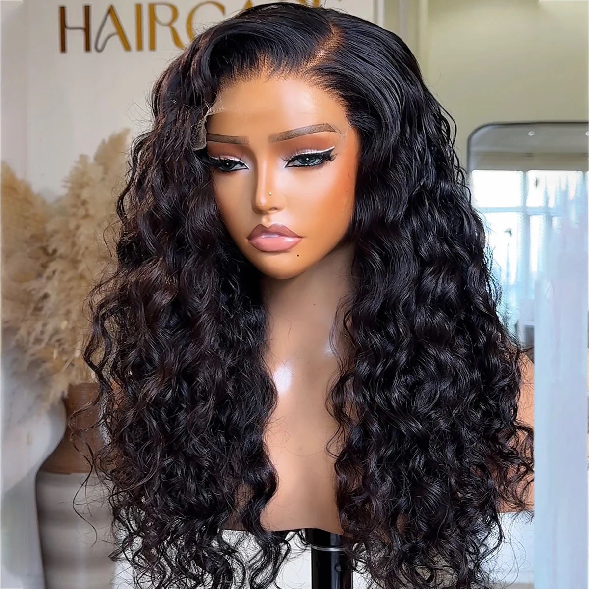 

Deep Curly 400 Density No Glue Wig 13x4/13x6 HD Lace Front Brazilian 100% Human Hair Wig Preplucked Glueless Curly Wear And Go