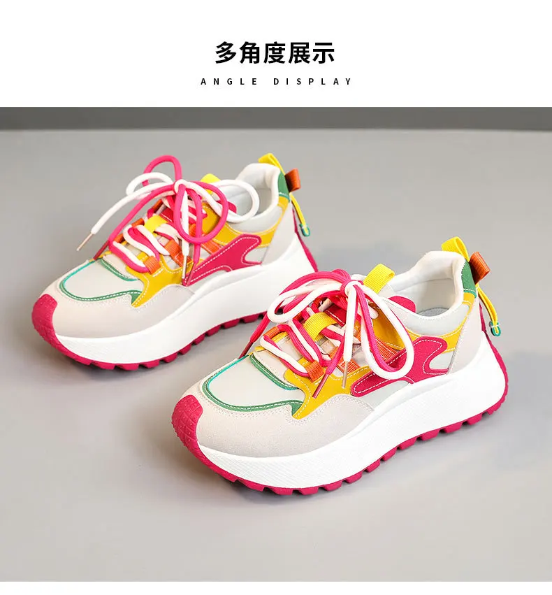 New lace up wedged trainers woman platform shockproof shoes women white faux leather sneakers students wedge sports shoes casual Safd4f96e50e044f79fbc47c111827422B