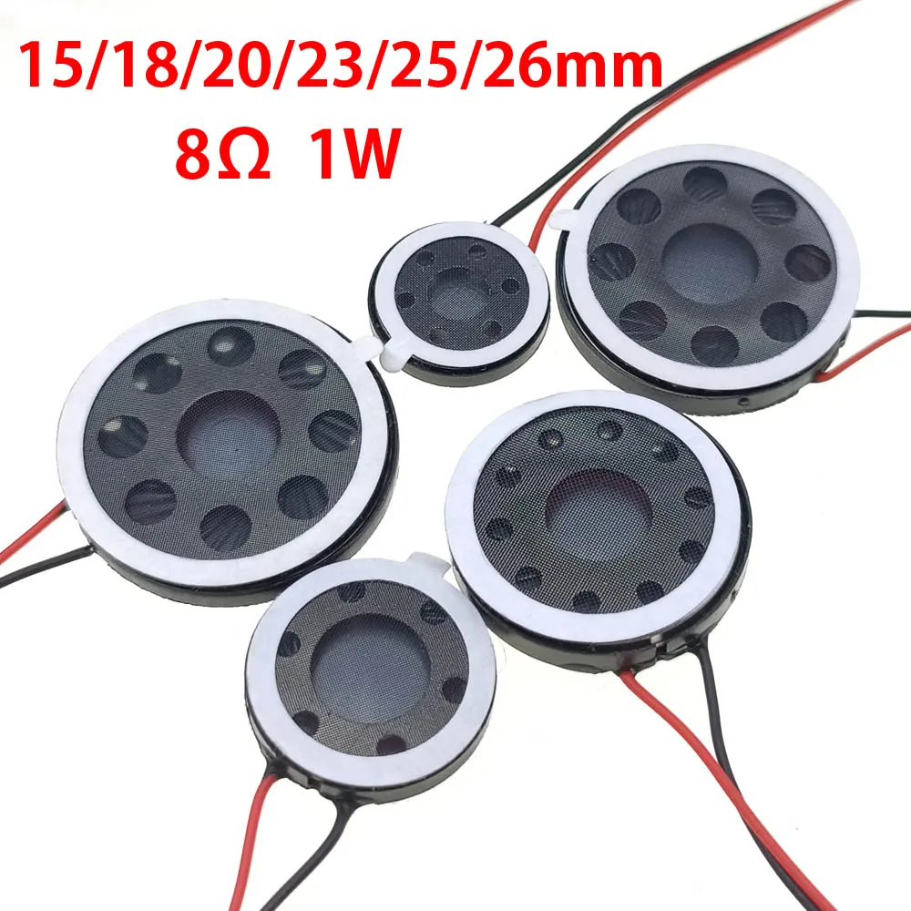 Speaker 15mm 18mm 20mm 23mm 25mm 26mm Round 8Ohm 1W Loud Speakers Mobile Phone Small Loudspeaker Audio 2P XH1.25mm terminal plug