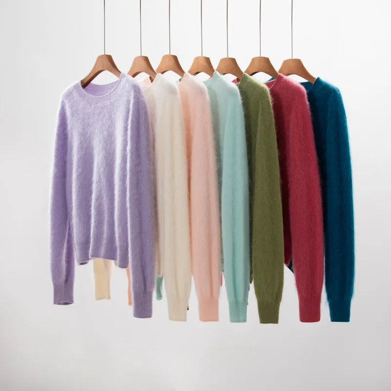 

2025 высококачественный осенне-зимний шерстяной свитер, женский кашемировый вязаный пуловер с круглым вырезом и длинными рукавами, свободный свитер, нижние рубашки