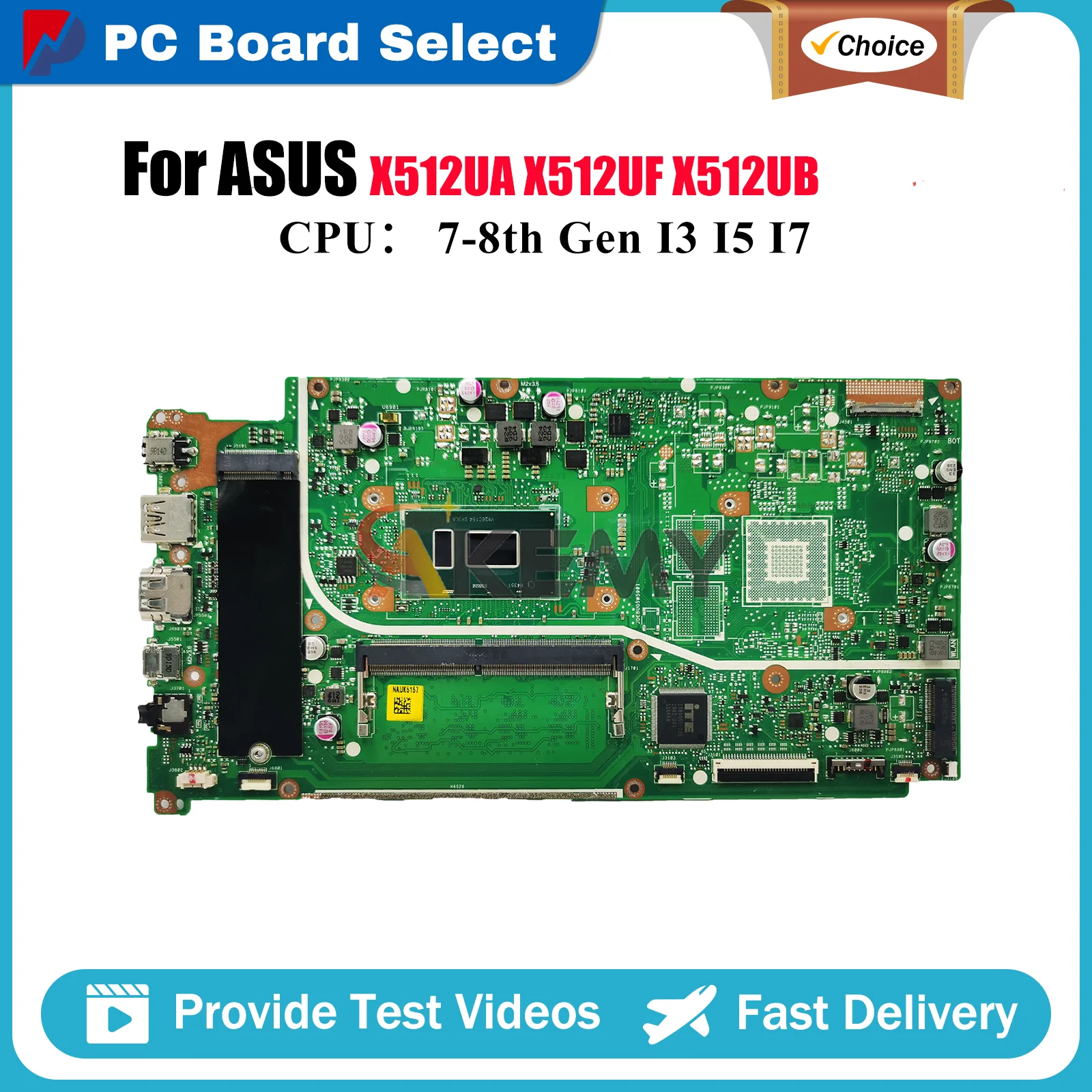 

X512UA Материнская плата для ноутбука ASUS VivoBook Y5100U X512UB X512UF X512U F512U A512U V5000UA X512UA Материнская плата с процессором I3 I5 I7 stk