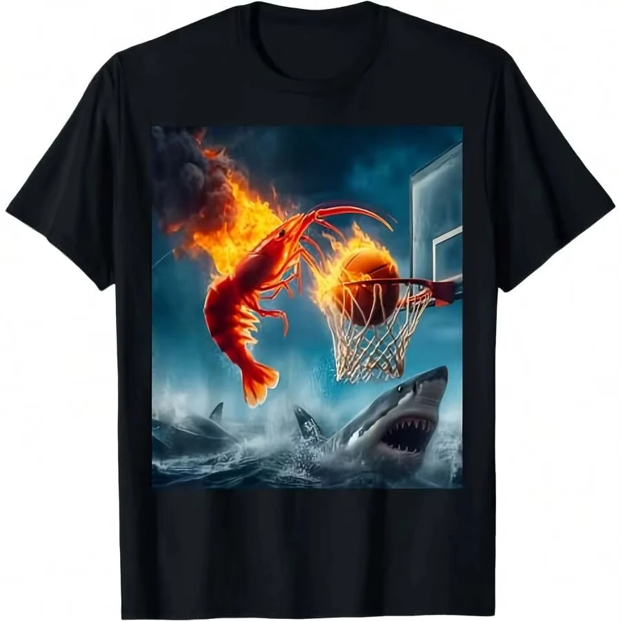 Funny Fishing Meme Shrimp Dunking on Shark T-Shirt