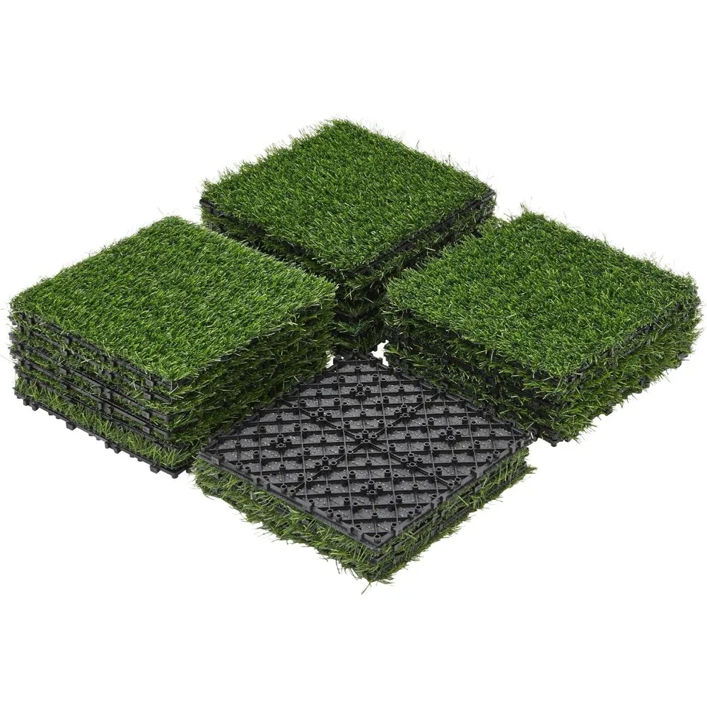 

12" x 12" Artificial Grass, Turf Tiles Interlocking Self-draining Grass, Fake Grass, Grass Pad