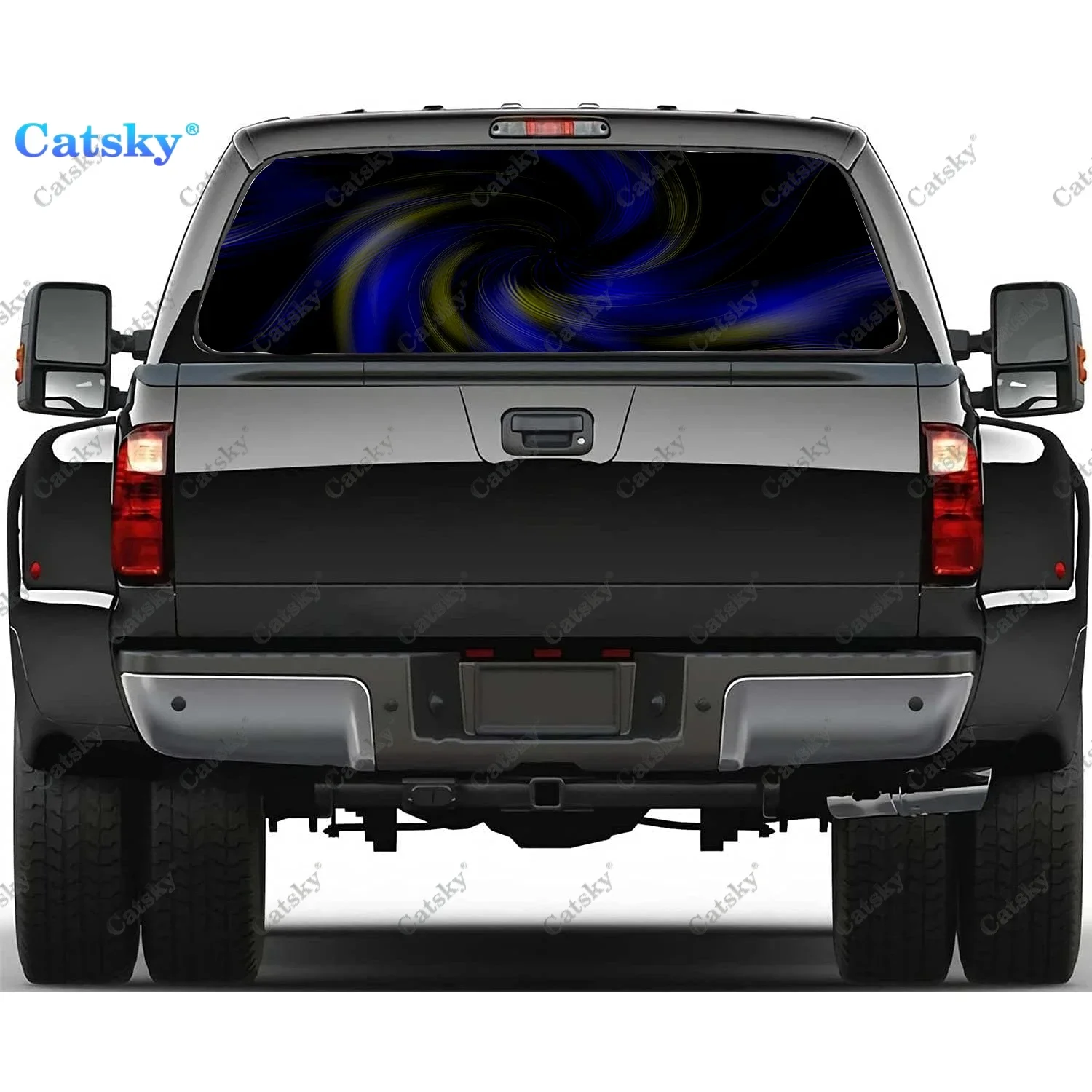 Ink Swirls Rear Window Decals for Truck,Pickup Window Decal,Rear Window Tint Graphic Perforated Vinyl Truck Sticker