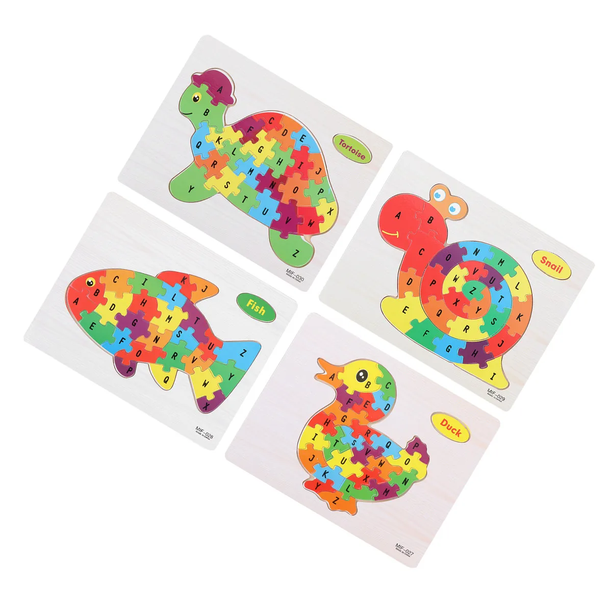 

4 Pcs Alphabet Toys Toddler Puzzles Animal Shaped Children's Games Learning Kids