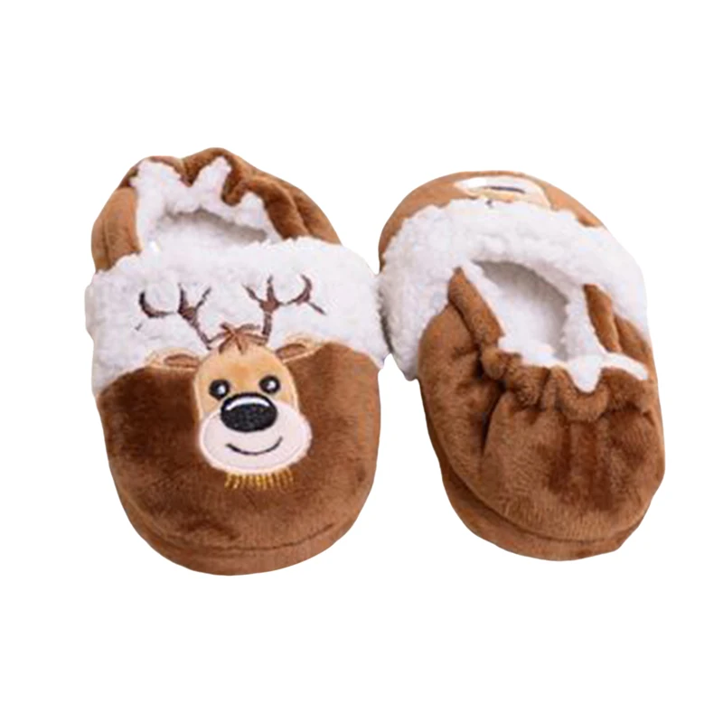 เด็กคริสต์มาส Fuzzy รองเท้าแตะน่ารัก Santa Claus/Reindeer WARM Non-SLIP Soft Sole รองเท้าในร่มสําหรับ Boy Girl