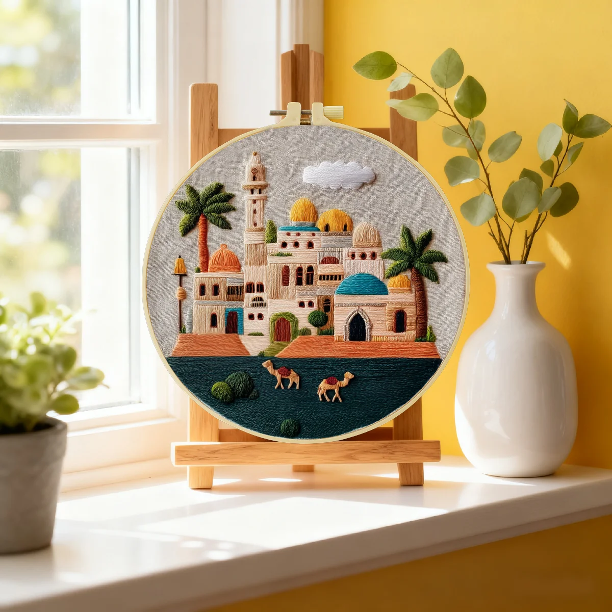 1 Stück 20X20CM/15X15CM 7,87/6,3 Zoll Schloss-Stickerei-Starter-Kit DIY-Kit DIY-Stickerei-Set für Anfänger – Detail 1