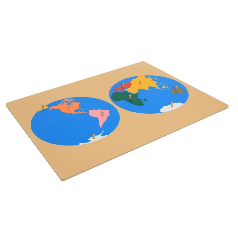 Montessori World Map Wood Geography Materials Culture Learning Resources for Kids Early Childhood Education Tools Teaching Aids