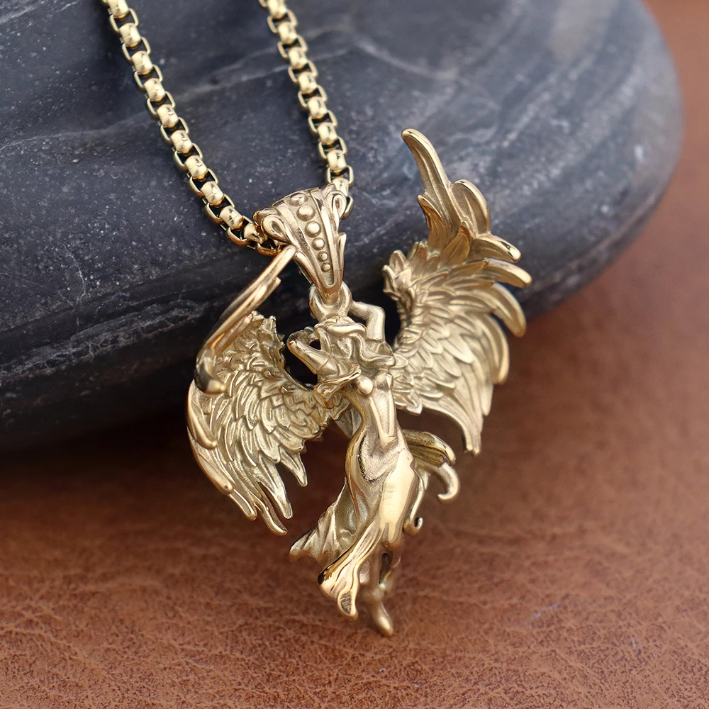 Fashion Popular Fallen Angel Pendant Chain for Couple Stainless Steel Personality Angel Necklaces Trendy Women Jewelry Wholesale