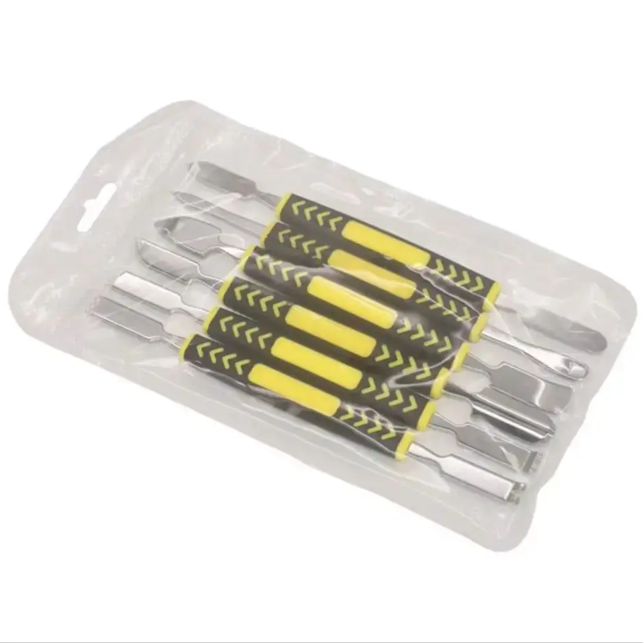 

Yellow 6Pcs Set Metal Crowbar Spudger Pry Tool Kit for Mobile Phone Laptop PCB Repair iPhone Opening Kit 250 Sets/lot