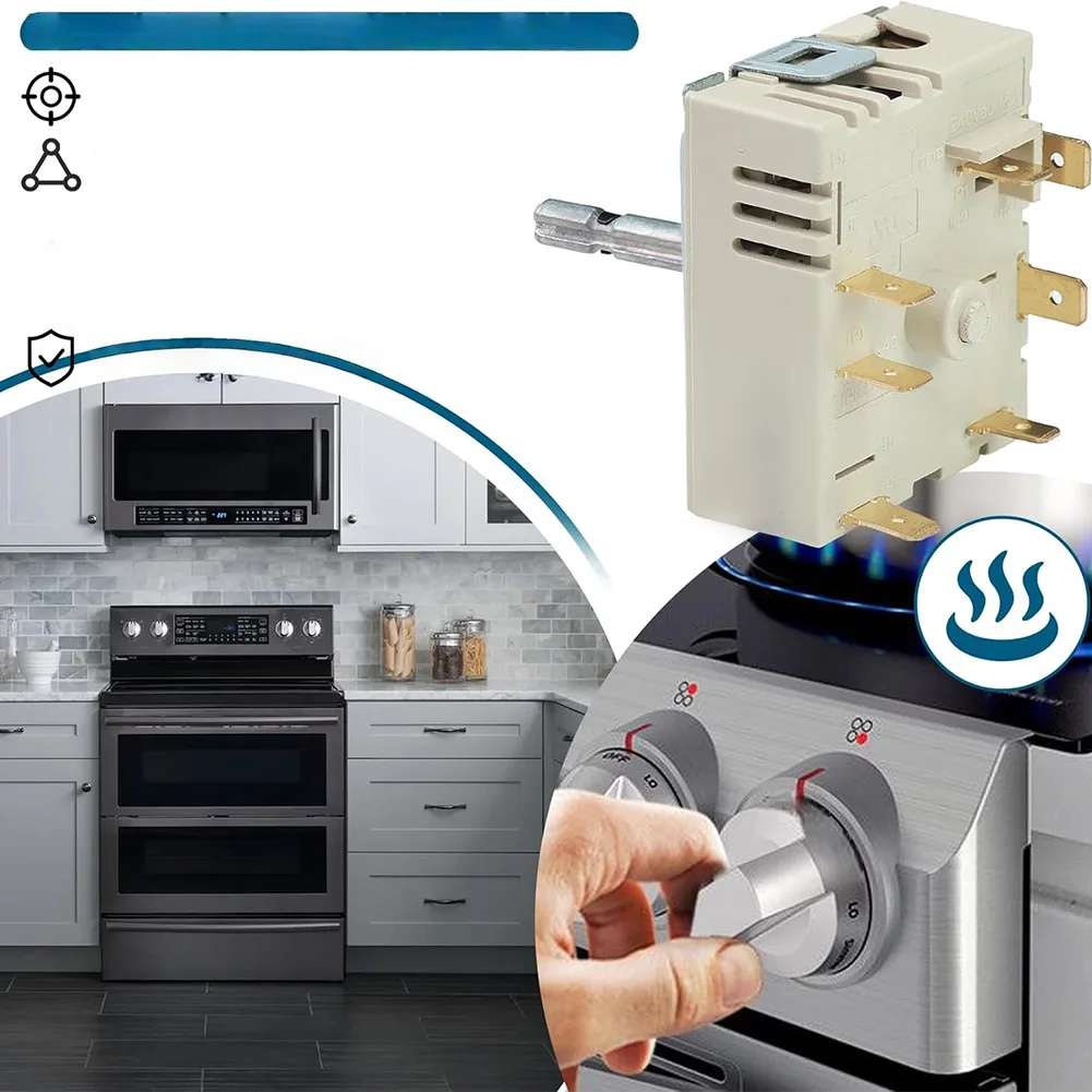 Electric Range Switch Dual Burner Switch Robust Metal Construction High Temperature Resistant Precise Temperature Control