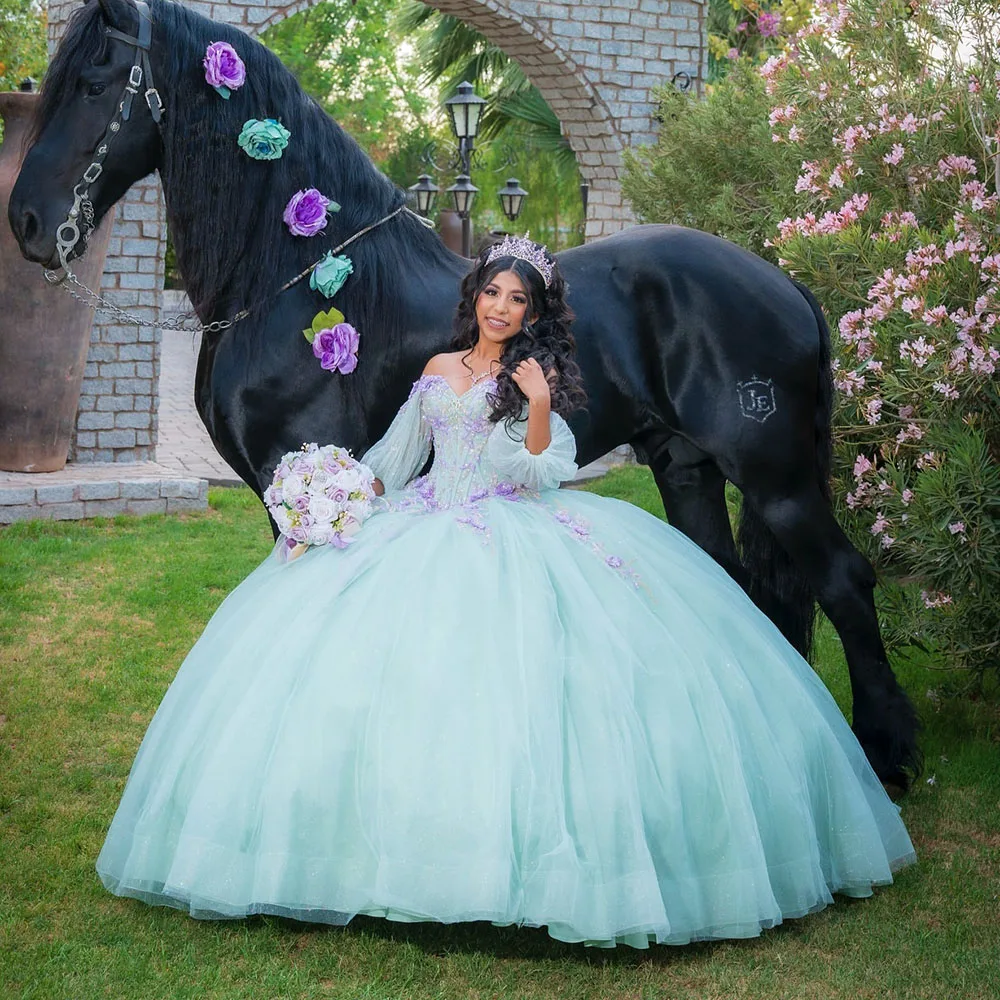 

Exquisite Mint Green Quinceanera Dresses 2025 Flowers African Princess Birthday Prom Dress Vestido De 15 Anos Customized