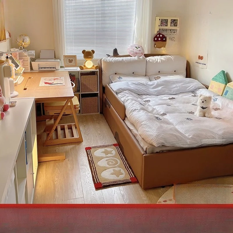 

princess beds with guardrails, air pressure white [brown - including soft bag guardrails] high box bed 1200mm * 2000mm