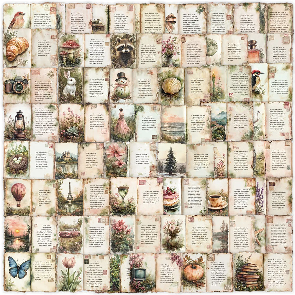 50 pçs retro aquarela diário pet graffiti adesivos diy portátil, bagagem, caso de telefone, tablet adesivos à prova dwaterproof água decoração