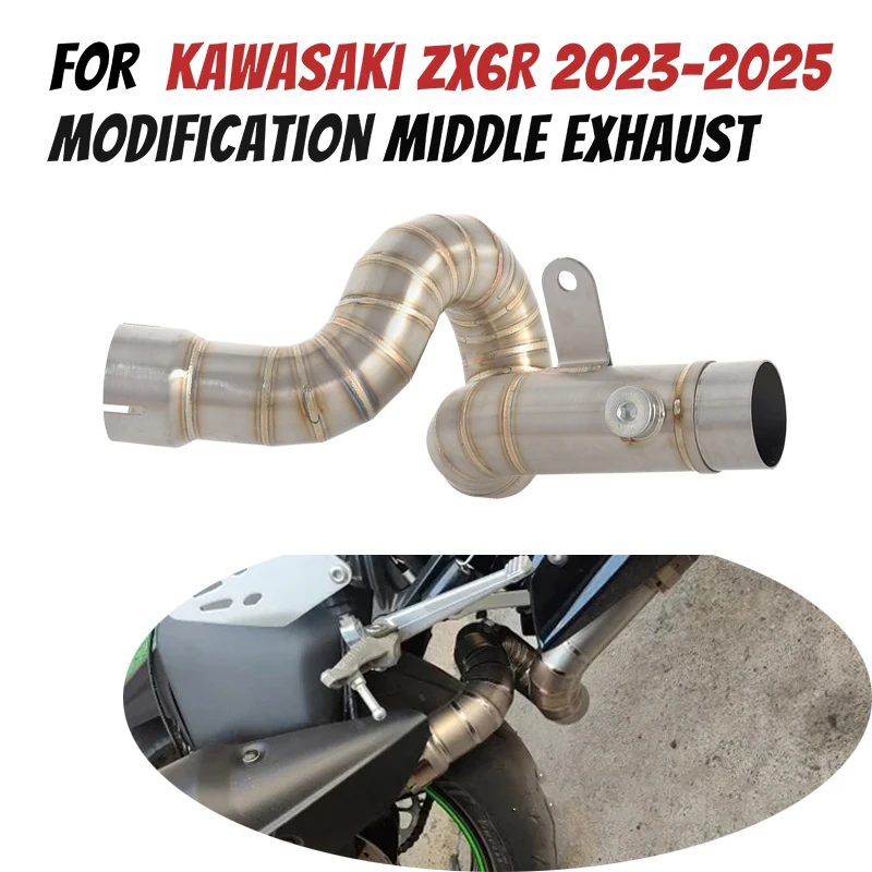 

Fit For Kawasaki ZX6R Ninja ZX6R 2023-2025 Motorcycle Exhaust System Titanium Alloy Front Mid Link Pipe Connect Original Muffler