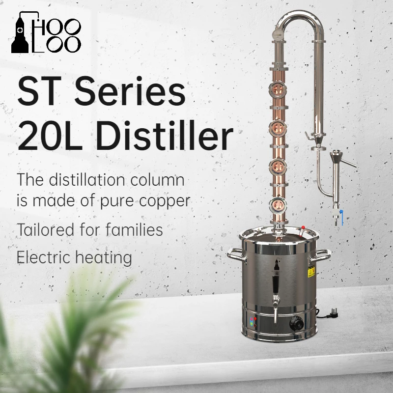 HOOLOO ST Series Copper Column Still 20L/22L/30L/50L/65L Distiller Whiskey Brandy Rum Gin Vodka Moonshine Apparatus