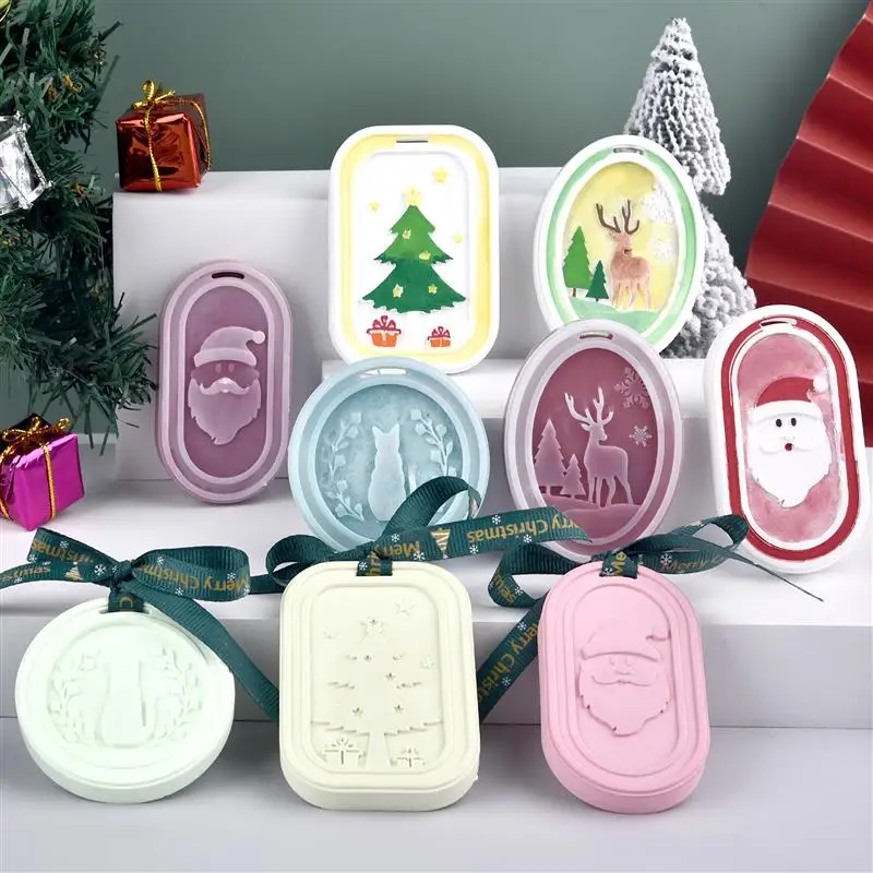 Christmas Pendant Silicone Mold DIY Epoxy Resin Gypsum Plaster Soap Mold Handmade Crafts Casting Mould Christmas Home Decor