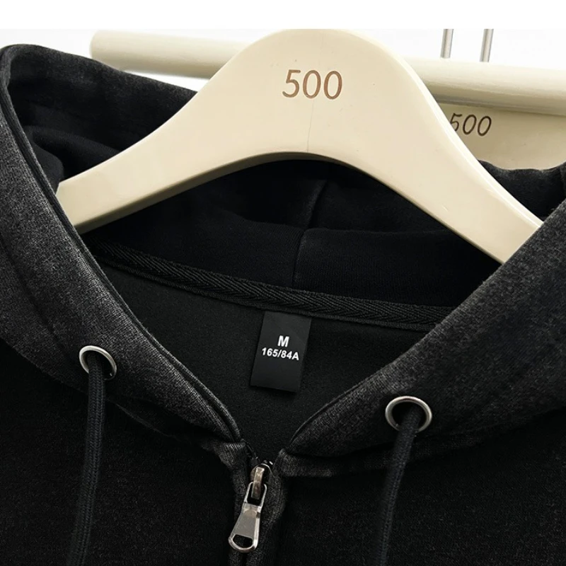 معطف Y2k لخريف وشتاء 2025 غسل حمض للنساء موضة غير رسمية مقاس كبير هوديس مغسول عتيق ملابس خارجية فضفاضة متعددة الاستخدامات #4