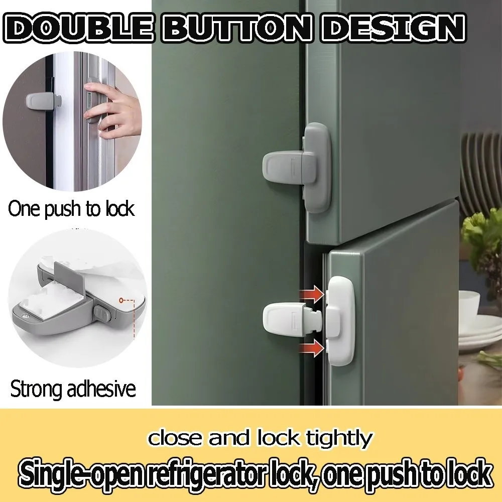 

Double Buckle Fridge Lock Pinching Protection Door Lock Catch Baby Proof Lock Child Safety Accident Prevention Cabinet Lock Kids