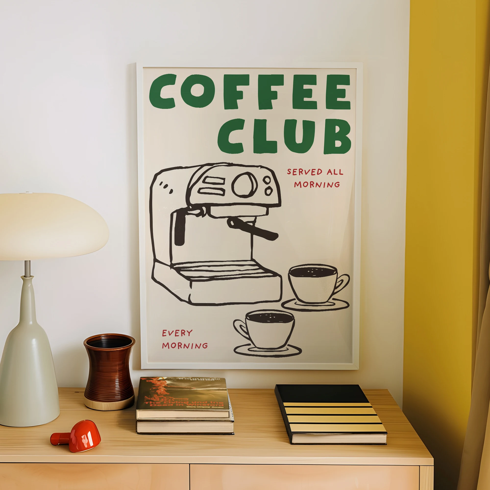 Vintage Coffee Club Kitchen Poster Canvas Painting Wall Art