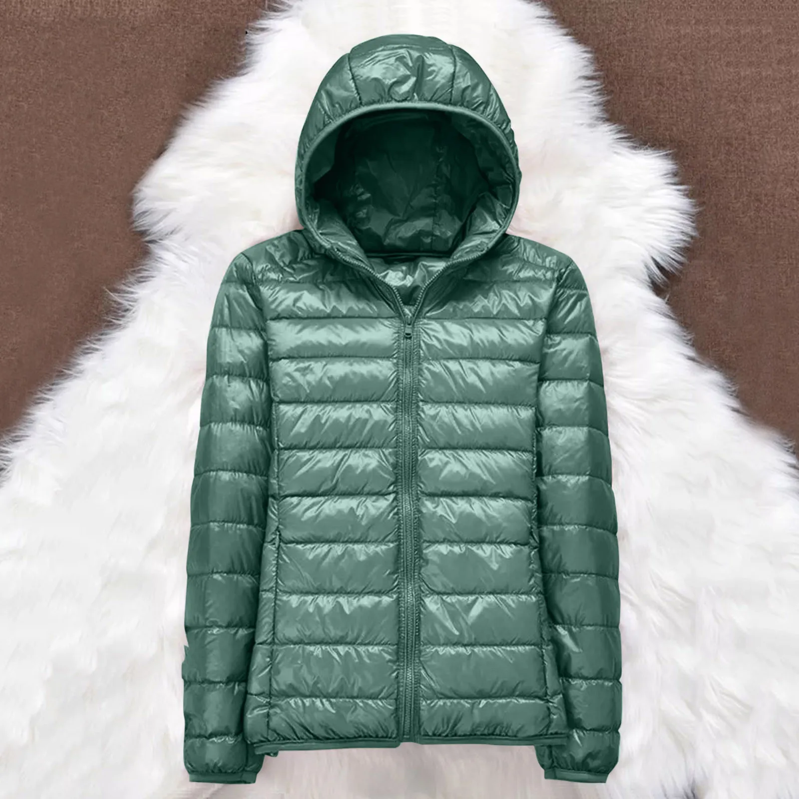 Jaqueta quente de mangas compridas feminina, capuz de pato branco, parka portátil ultrafina, outwear feminino, outono, inverno