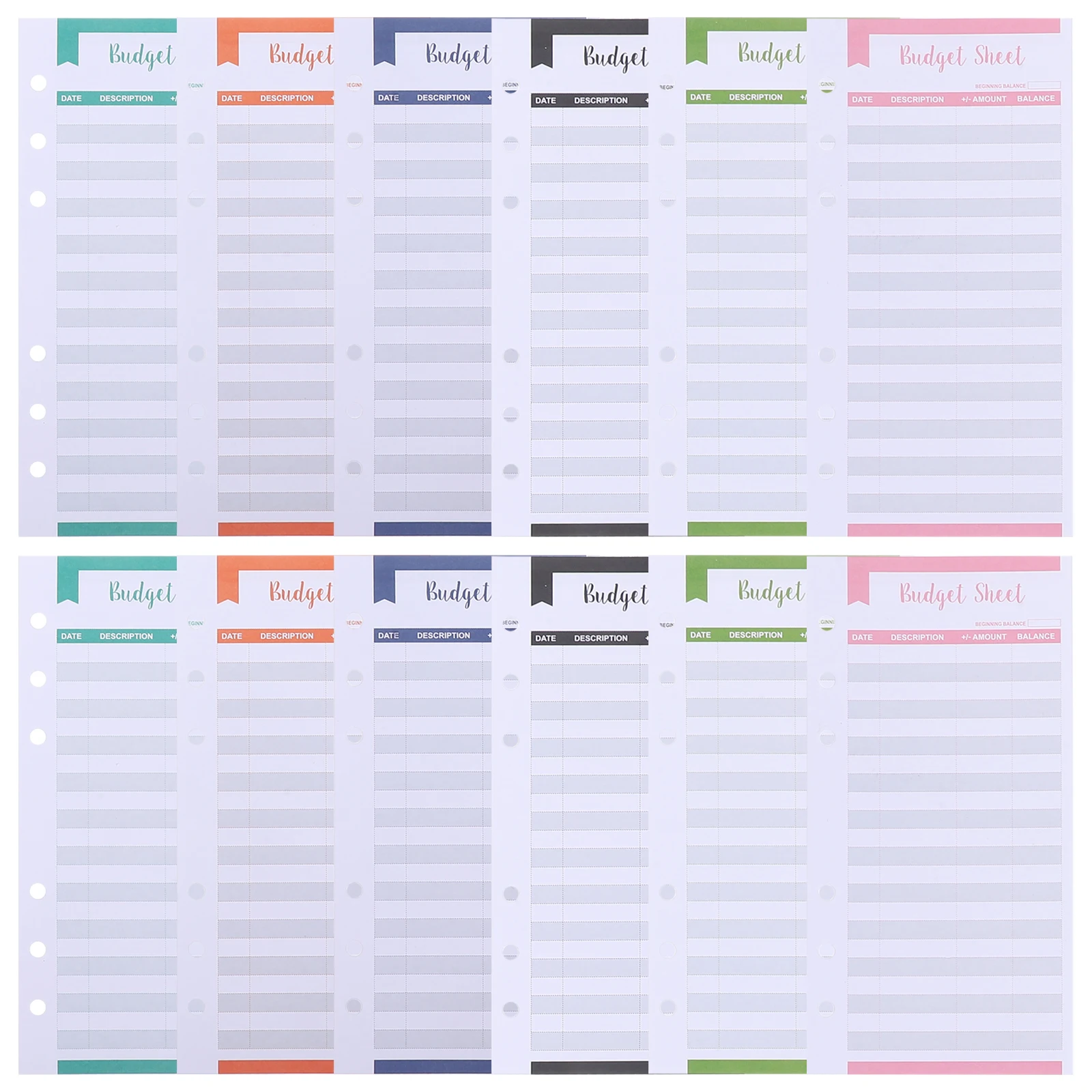 40 قطعة من أوراق الميزانية الملونة المتنوعة، بطاقات مخطط النفقات للاستخدام الشخصي، منظم تتبع النفقات الشهرية
