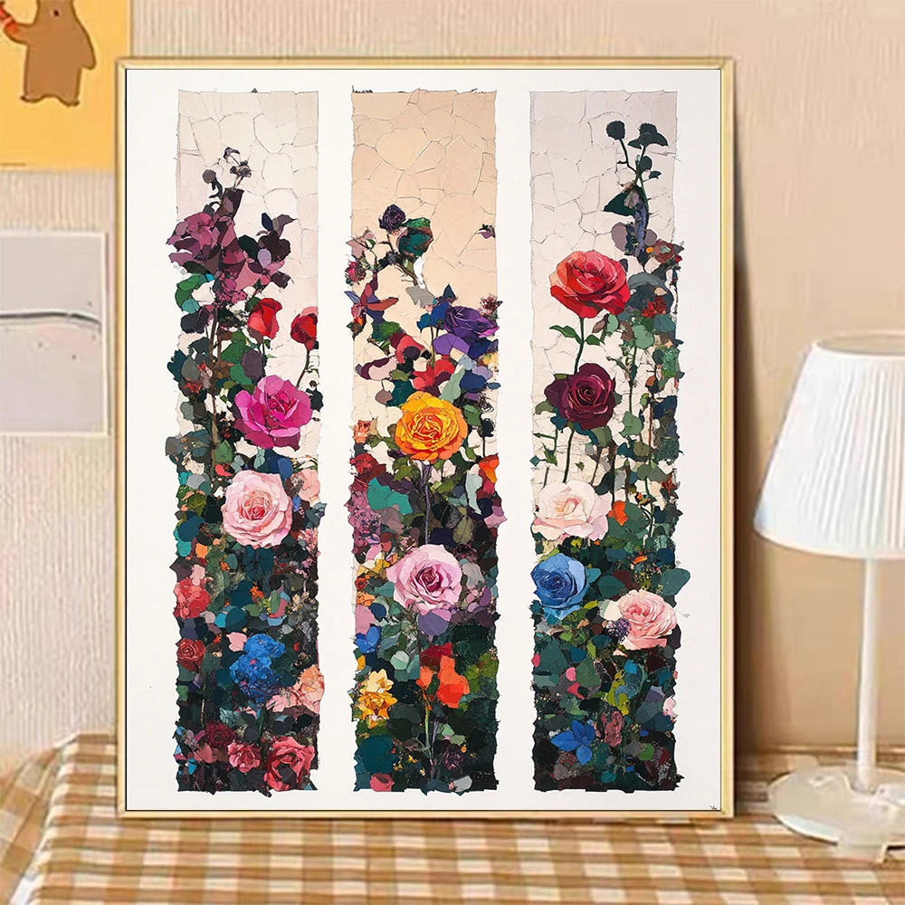 Rose Floral Still Life Oil Painting Modern Wall Decor Paint by Numbers for Living Room Bedroom Perfect Gift No Frame