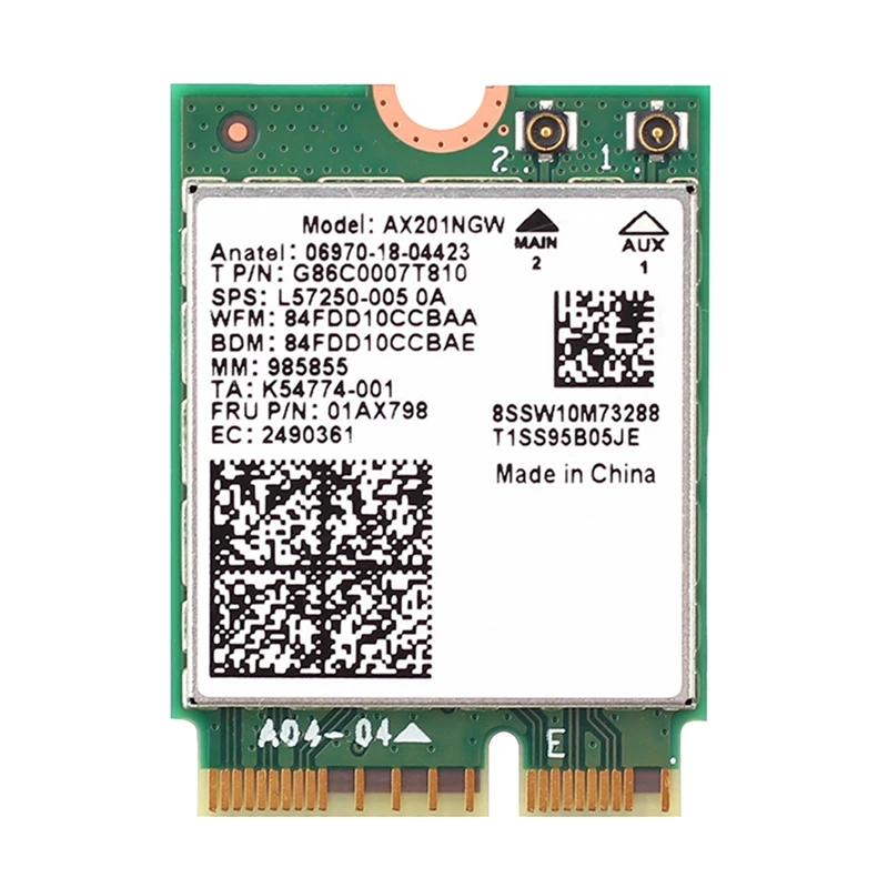 Placa de rede sem fio WiFi, Bluetooth 5.0, Dual Band, 2.4G, 5G, Botão NGFF, AX201NGW, 2.4Ghz, 5Ghz, 802.11Ac, Ax, AX201