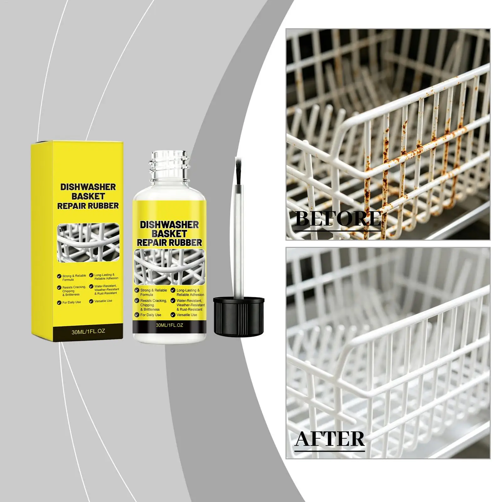 Dishwasher Repair Kit for Racks Rust 30ml Waterproof Rubber Paint Dishwasher Rack Rust Paint for Protection Restoration Cracks