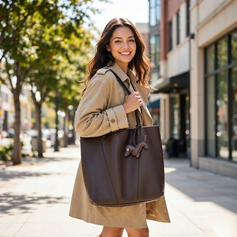 Women Exquisite Genuine Leather Shoulder Bag Top Layer Large Capacity Work Luxury Designers Sling Bag Hobo Bag Top Handle Chic