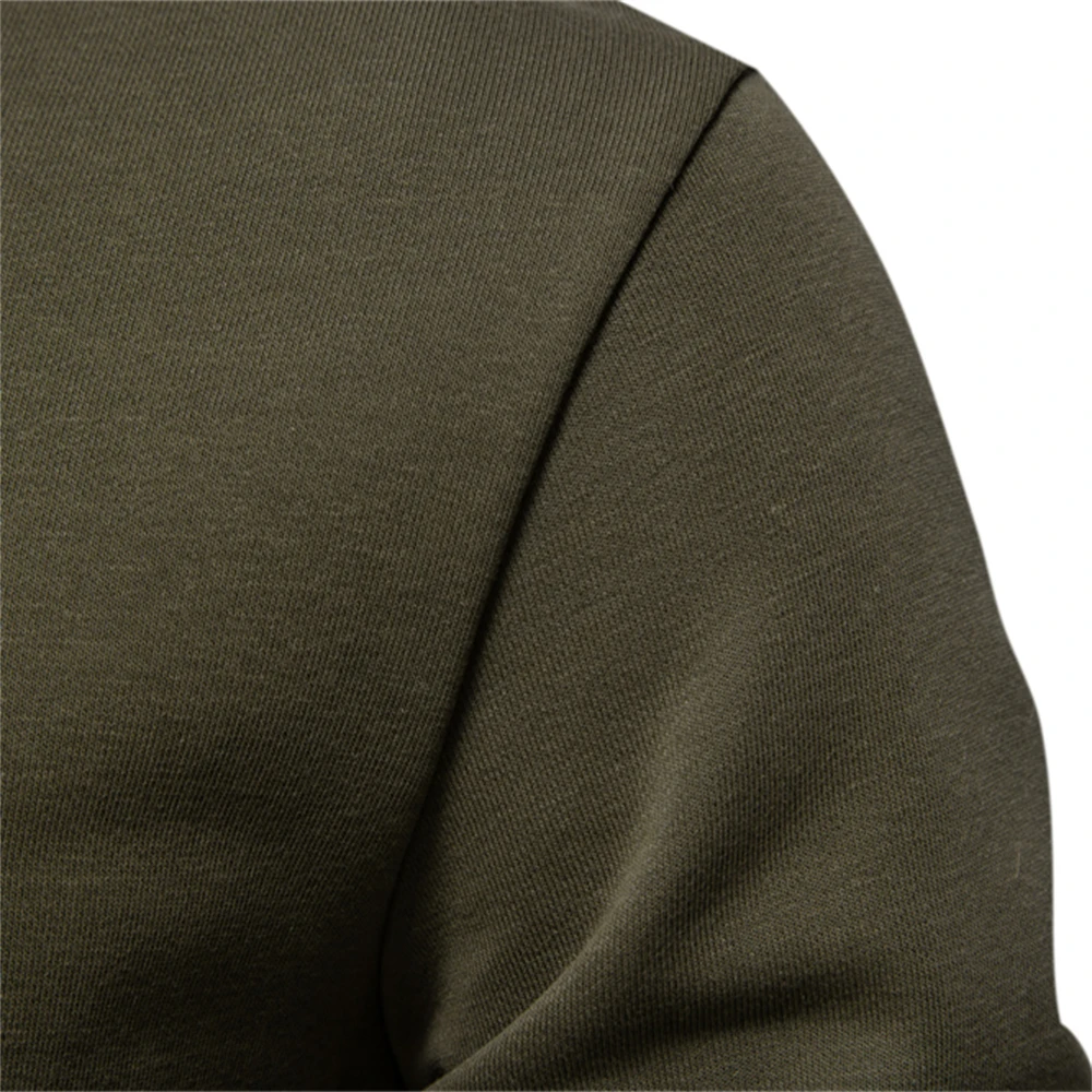 سويت شيرت رجالي من مزيج القطن برقبة دائرية بلون سادة، بلوفر رياضي كاجوال للرجال #6