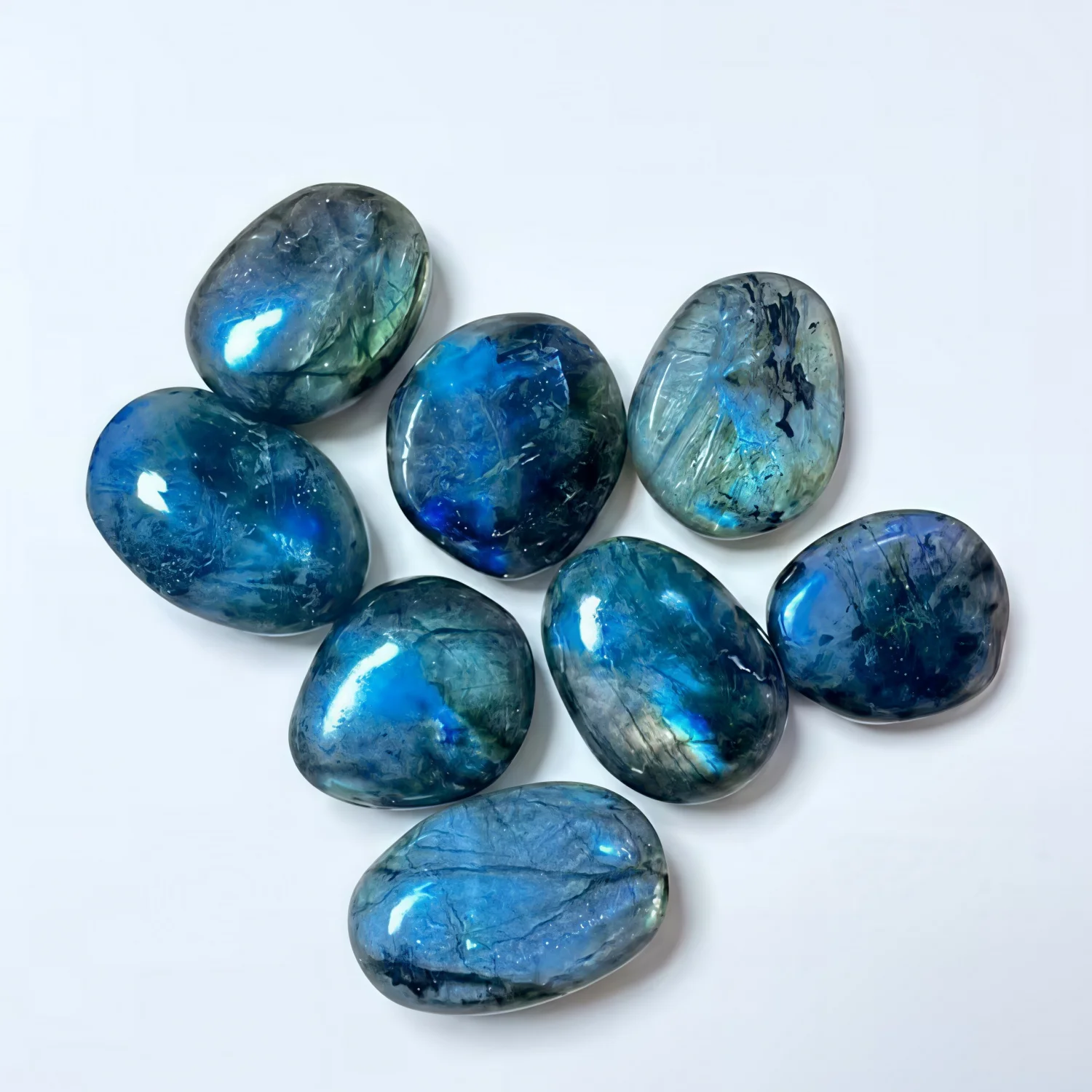 Labradorite Palm Stone Crystal - Natural Chakra Reiki Polished Chakra Pocket Worry Stone Crystal - Additions,Decorative Purposes