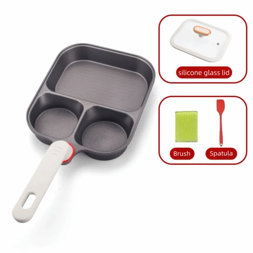 

New 3 Cups Non-Stick Egg Pan Egg Frying Pan Round Egg Mold Flat Bottom Cooker Thickened Breakfast Frying Pan Family Size