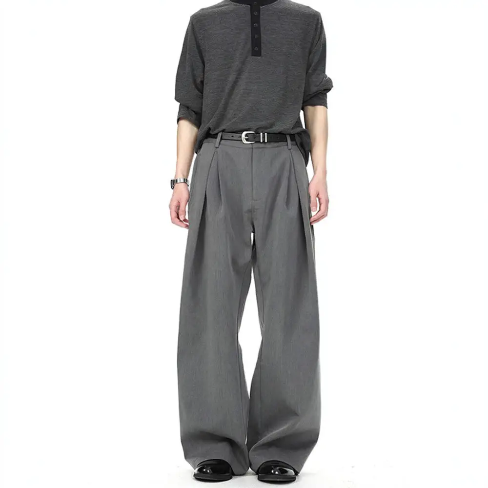 Mens Fashion Straight Leg Pants Loose Fit Casual Slacks Clean Fit Style Spring Autumn Business Office Everyday Trousers