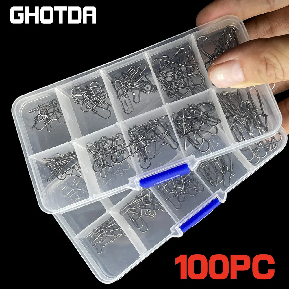 Ghotda  100pcs Convenient and Practical  Fishhook Lure Carabiner Tackle Tool Fly Fishing Snap Accessorie Diameter 0.5-0.8m