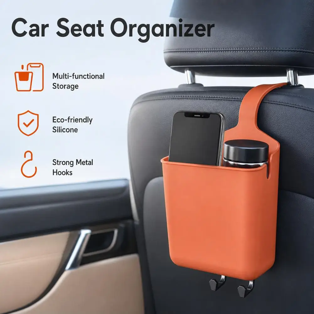 Car Backseat Organizer Cup Holder  with 2 Hooks Universal Headrest Storage Holder Car Seat Back Water Bottle Holder Auto Interio